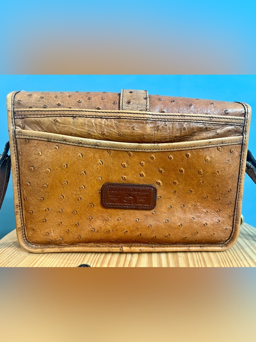 Vintage Dooney & Bourke All Weather Ostrich Crossbody Shoulder Bag USA - Picture 3 of 7
